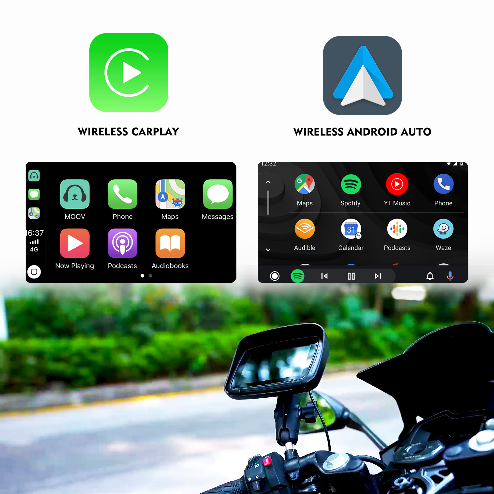 02-1.jpg Motocyklowy ekran wyświetlacza GPS CarPlay Android Auto dla motocykli - obrazek 2