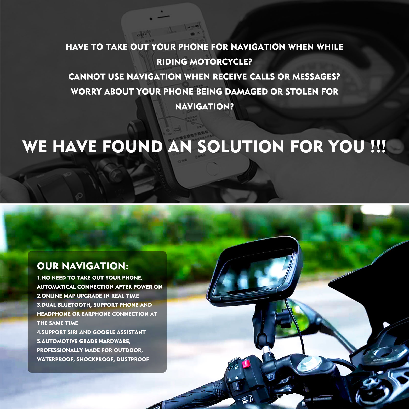 03-1.jpg Motocyklowy ekran wyświetlacza GPS CarPlay Android Auto dla motocykli - obrazek 3