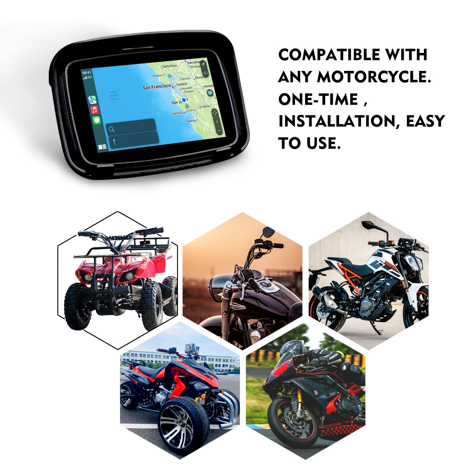 04-1.jpg Motocyklowy ekran wyświetlacza GPS CarPlay Android Auto dla motocykli - obrazek 4