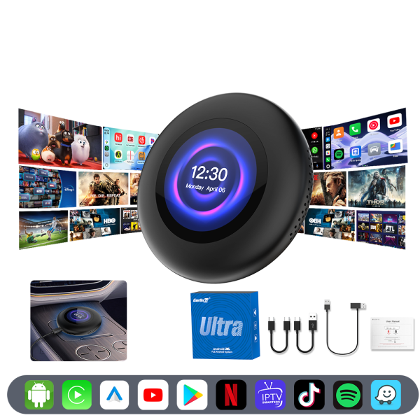 Carlinkit Tbox Ultra 3 — Android 15 × Qualcomm 6350 × 5G LTE × 3 protokoły CarPlay × wbudowany ekran LCD 8+128GB — Najlepszy AI Box do samochodu